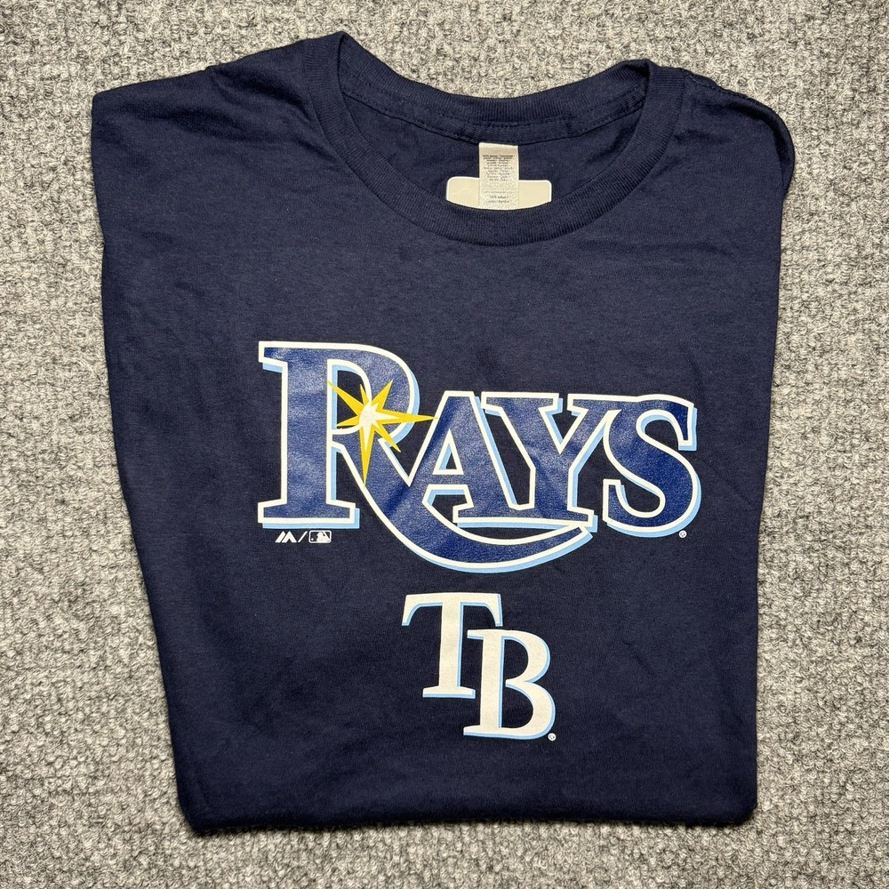 Tampa Bay Rays T-Shirt MLB Baseball Majestic Navy Blue Men's Size Extra Large‎
